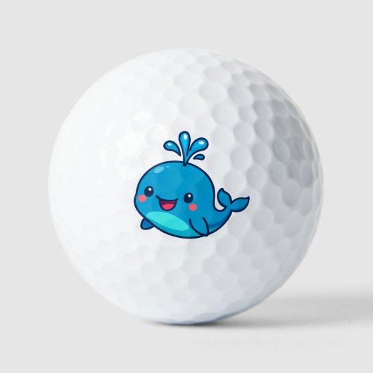 Happy Kawaii Whale Sticker – Schattigee Oceaan Vri Golfballen (Voorkant)