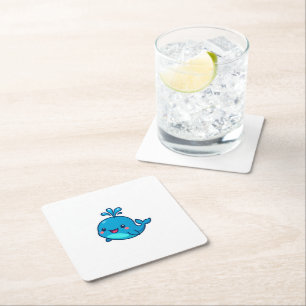 Happy Kawaii Whale Sticker – Schattigee Oceaan Vri Kartonnen Onderzetters