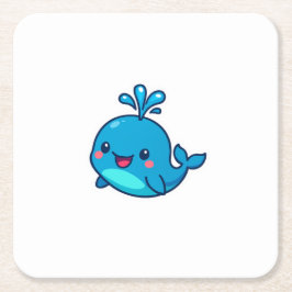Happy Kawaii Whale Sticker – Schattigee Oceaan Vri Kartonnen Onderzetters