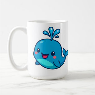 Happy Kawaii Whale Sticker – Schattigee Oceaan Vri Koffiemok