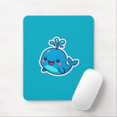 Happy Kawaii Whale Sticker – Schattigee Oceaan Vri Muismat (Met muis)