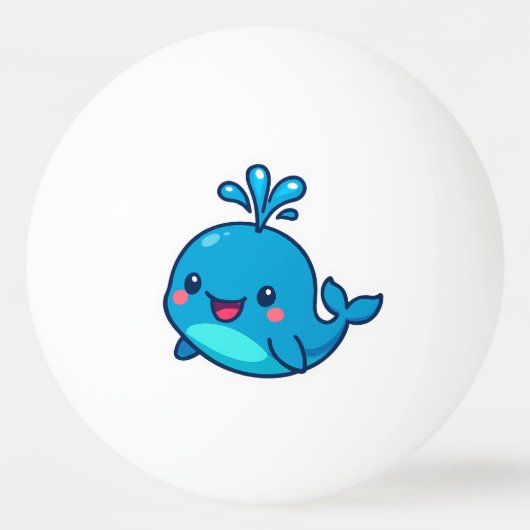 Happy Kawaii Whale Sticker – Schattigee Oceaan Vri Pingpongbal (Voorkant)