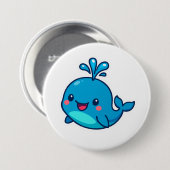 Happy Kawaii Whale Sticker – Schattigee Oceaan Vri Ronde Button 7,6 Cm (Voorkant /achterkant)