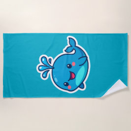 Happy Kawaii Whale Sticker – Schattigee Oceaan Vri Strandlaken