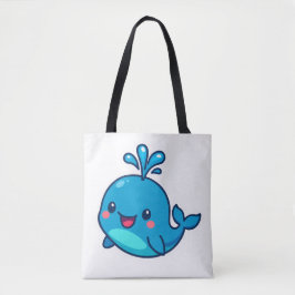 Happy Kawaii Whale Sticker – Schattigee Oceaan Vri Tote Bag