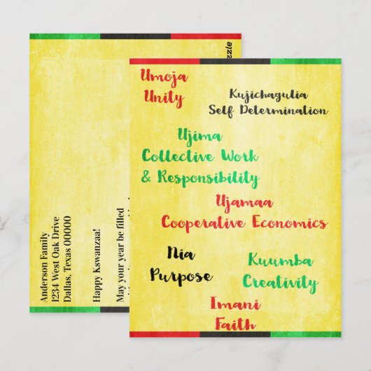 Happy Kawanzaa Seven Principles Briefkaart (Voorkant / Achterkant)