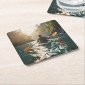 Happy Kayaking Kartonnen Onderzetters (Schuin)