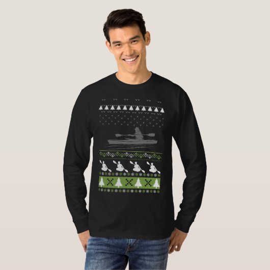Happy Kayaking Ugly Kayak KerstSweater T-shirt (Voorkant volledig)