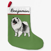 Happy Keeshond Cartoon Dog Schattige Kees Holiday Kleine Kerstsok (Voorkant)