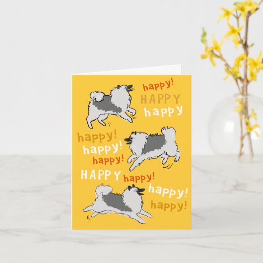 Happy Keeshond Dog Birthday Celebration Kaart (Gele Bloem)