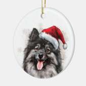 Happy Keeshond Dog Christmas Personalized Keramisch Ornament (Links)
