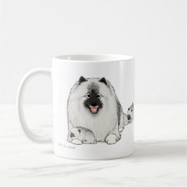Happy Keeshond Dog met Cute Puppies Koffiemok