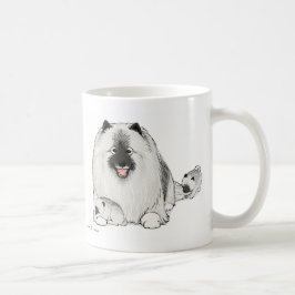 Happy Keeshond Dog met Cute Puppies Koffiemok
