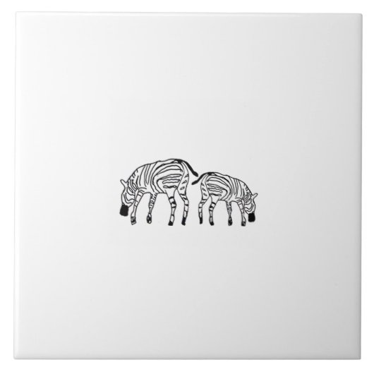 Happy Kenyan Zebras White Tegeltje (Voorkant)