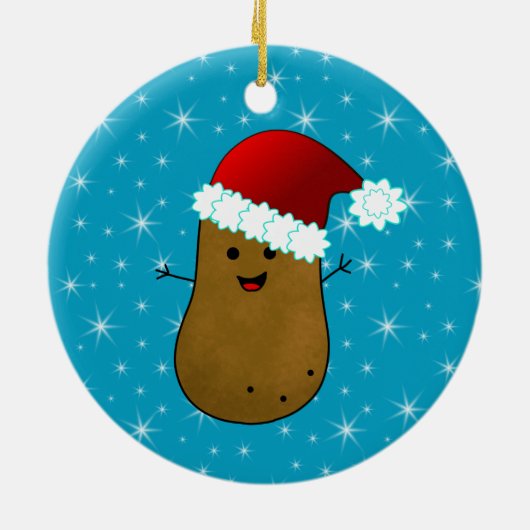 Happy Kerstaardappel Keramisch Ornament (Achterkant)