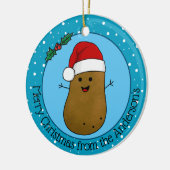 Happy kerstaardappel op maat keramisch ornament (Links)