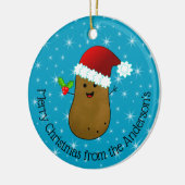 Happy kerstaardappel op maat keramisch ornament (Links)