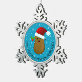 Happy kerstaardappel op maat tin sneeuwvlok ornament (Rechts)