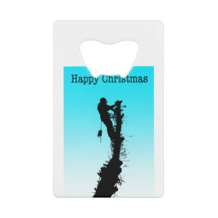 Happy kerstartiborist Tree Surgeon Rigning Tree Creditkaart Flessenopener