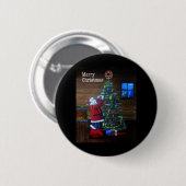 Happy kerstartiborist Tree Surgeon Rigning Tree Ronde Button 5,7 Cm (Voorkant /achterkant)