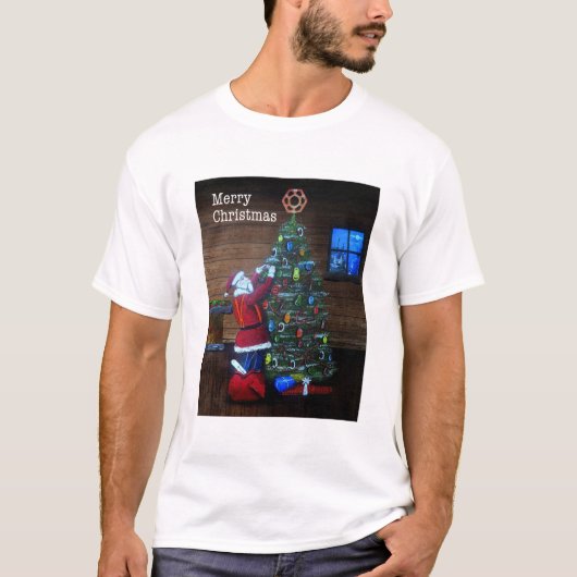 Happy kerstartiborist Tree Surgeon Rigning Tree T-shirt (Voorkant)