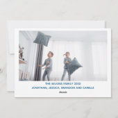 Happy KerstBlue Elegant Cursive Script Foto Feestdagenkaart (Achterkant)