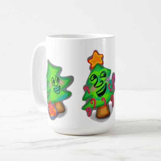 Happy kerstbomen mok (Voorkant links)