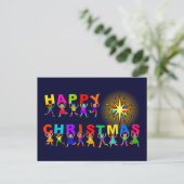 Happy Kerstcute Cartoon Diverse Kinder tekst Briefkaart (Staand voorkant)