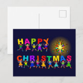Happy Kerstcute Cartoon Diverse Kinder tekst Briefkaart (Voorkant / Achterkant)