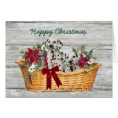 Happy KerstDalmatiaanse Puppies in het mandje (Voorkant Horizontaal)