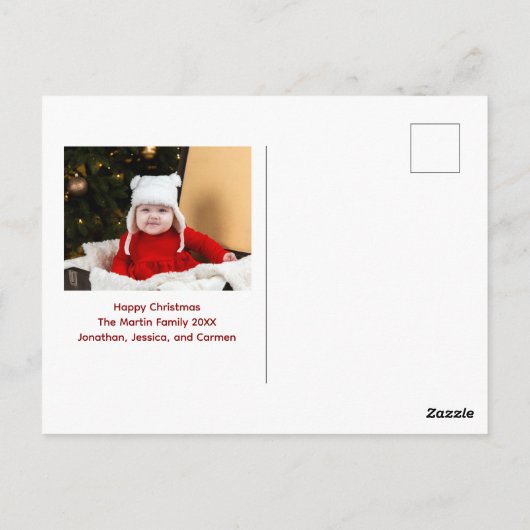 Happy kerstfamilie foto White Cursive Script Briefkaart (Achterkant)