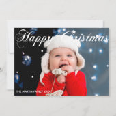 Happy kerstfamilie foto White Cursive Script Feestdagenkaart (Voorkant)