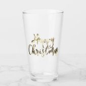 Happy Kerstfeest Elegant Faux Gold Typography Chic Glas (Voorkant)