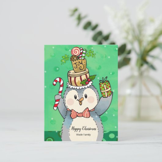 Happy Kerstfeestay Penguin Briefkaart (Staand voorkant)