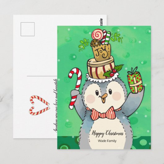 Happy Kerstfeestay Penguin Briefkaart (Voorkant / Achterkant)