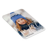 Happy kerstfoto Modern script Joyful Chic Magneet (Rechterzijde)