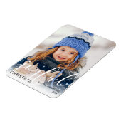 Happy kerstfoto Modern script Joyful Chic Magneet (Linkerzijde)