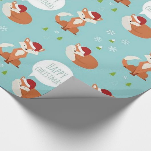 Happy Kerstfox Cadeaupapier (Hoek)