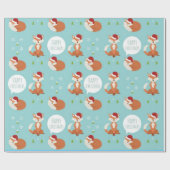 Happy Kerstfox Cadeaupapier (Vlak)