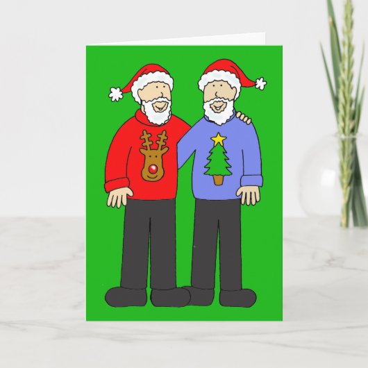 Happy Kerstgay Hipster Couple Feestdagen Kaart (Voorkant)