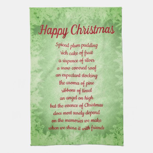 Happy kerstgedicht keukenhanddoeken (Verticaal)