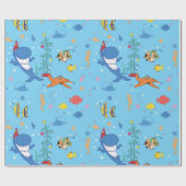 Happy Kersthaai Cadeaupapier (Vlak)