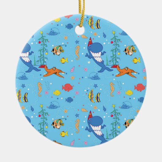 Happy Kersthaai Keramisch Ornament (Voorkant)