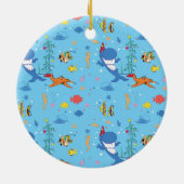 Happy Kersthaai Keramisch Ornament (Achterkant)