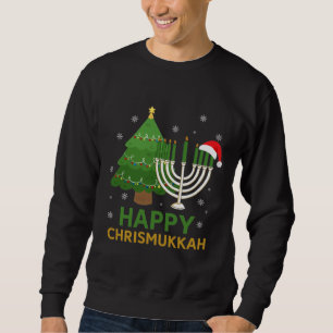Happy Kersthanukkah Santa Tree Jewish Menorah Trui