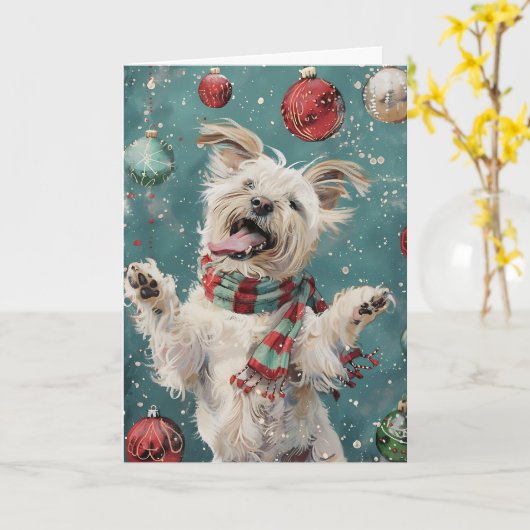 Happy Kersthond Kaart (Gele Bloem)