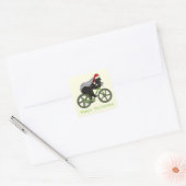 Happy KerstHoney Badger op de fiets Vierkante Sticker (Envelop)