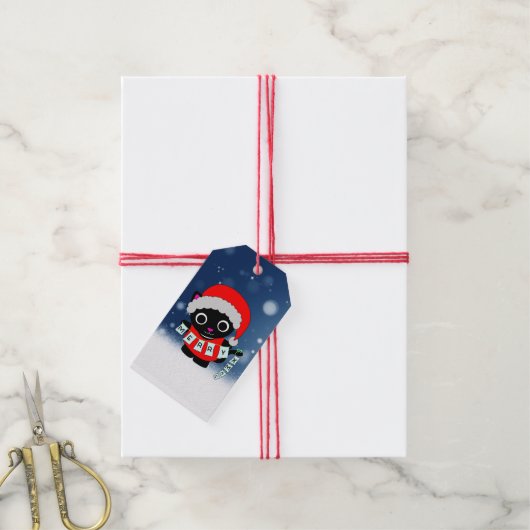 Happy kerstkat — uniek cadeaulabel (Met Touw)