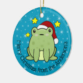 Happy kerstkikker op maat keramisch ornament (Links)