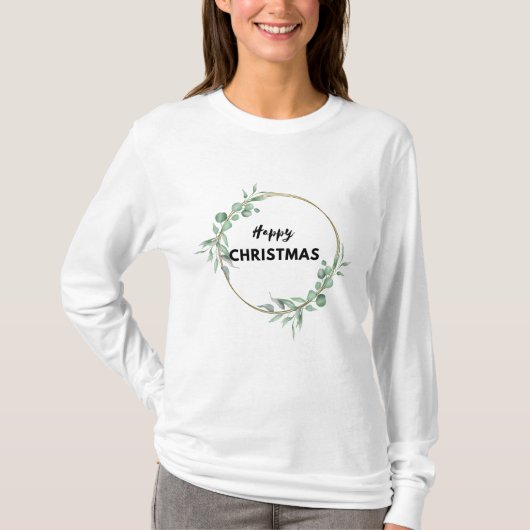 Happy Kerstlong-sleeved T-shirt (Voorkant)